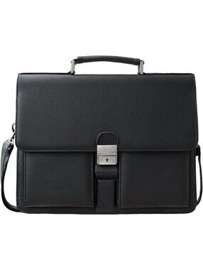 Men's Black Leather Briefcases Office Attorney Attache Case Gift Messenger Bag